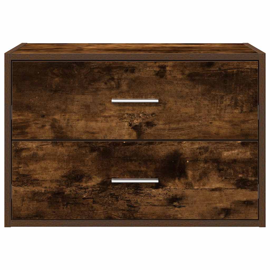 Kast met 2 lades 60x31x40 cm bewerkt hout gerookt eikenkleurig
