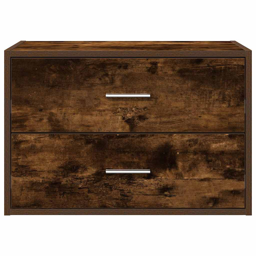 Kast met 2 lades 60x31x40 cm bewerkt hout gerookt eikenkleurig