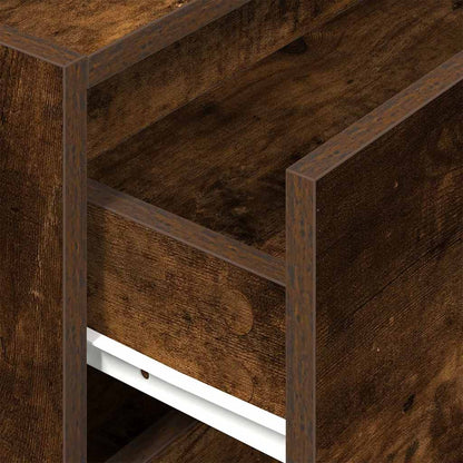 Kast met 2 lades 60x31x40 cm bewerkt hout gerookt eikenkleurig