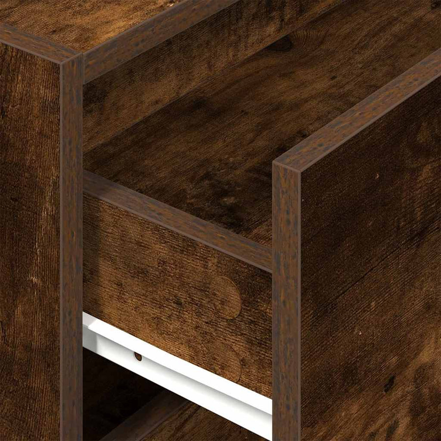 Kast met 2 lades 60x31x40 cm bewerkt hout gerookt eikenkleurig