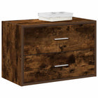 Kast 2 lades 60x31x40 cm bewerkt hout gerookt eiken