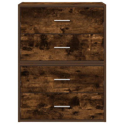 Kasten met 2 lades 2 st 60x31x40 cm bewerkt hout gerookt eiken