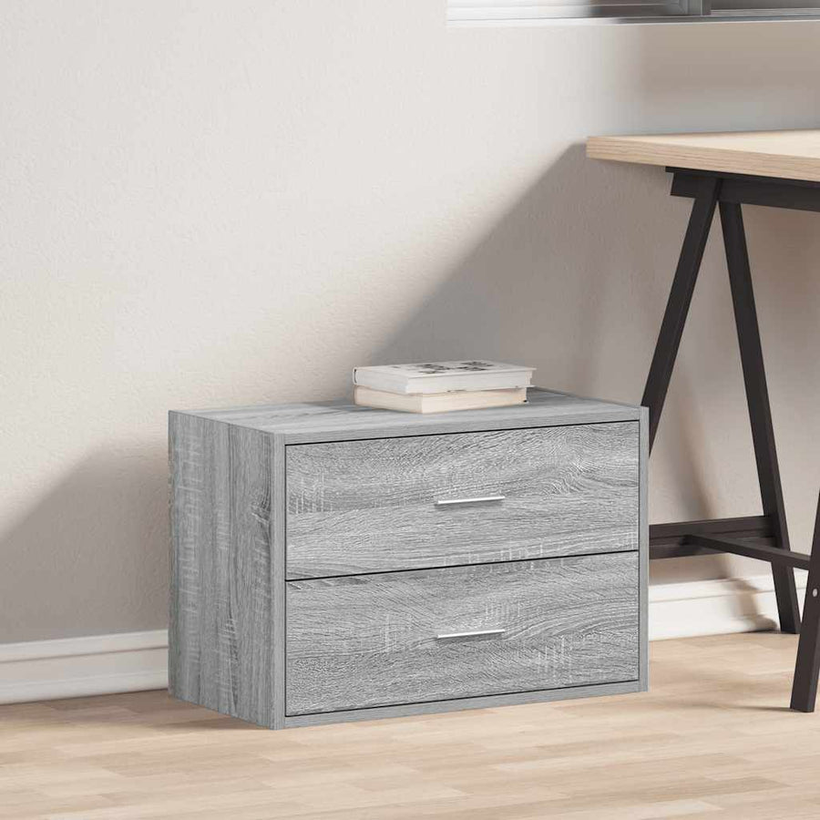 Kast met 2 lades 60x31x40 cm bewerkt hout grijs sonoma eiken