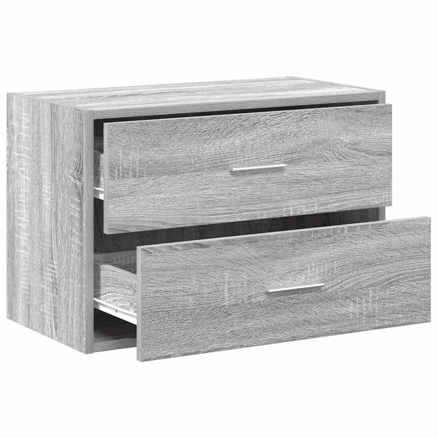 Kast met 2 lades 60x31x40 cm bewerkt hout grijs sonoma eiken