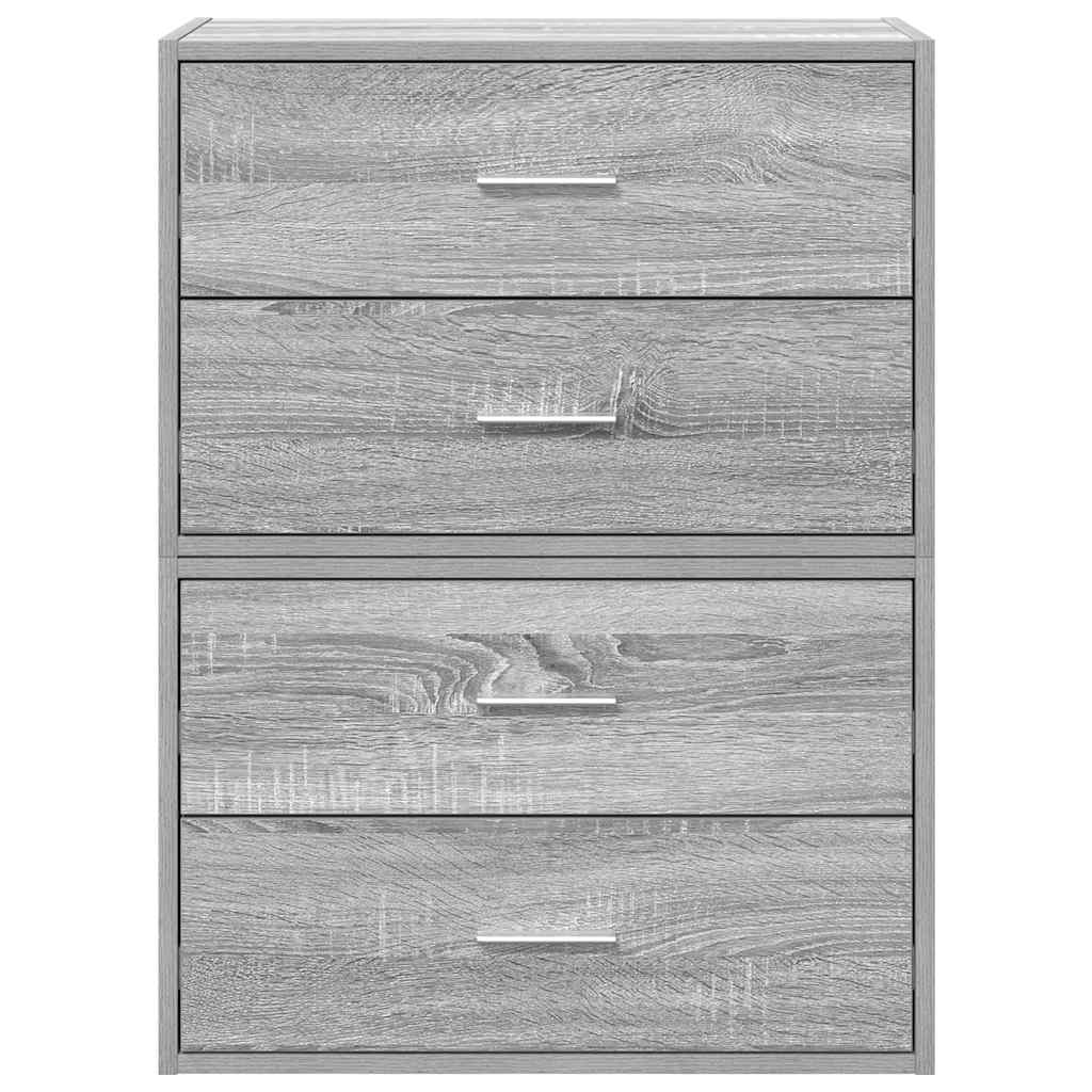 Kasten met 2 lades 2 st 60x31x40 cm bewerkt hout grijs sonoma