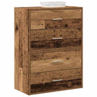 Kast 60x31x40 cm bewerkt hout oud houtkleurig 2 lades