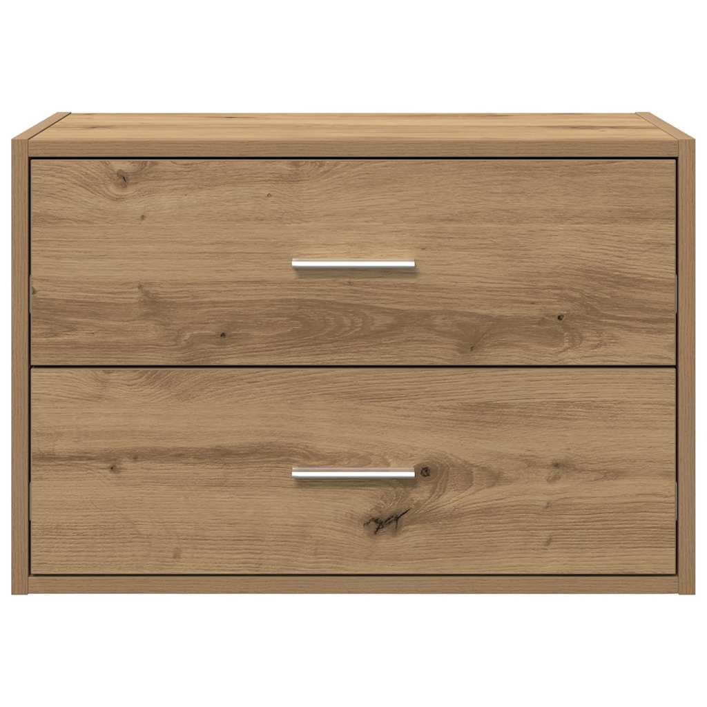 Kast met 2 lades 60x31x40 cm bewerkt hout artisanaal eikenkleur