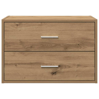 Kast met 2 lades 60x31x40 cm bewerkt hout artisanaal eikenkleur