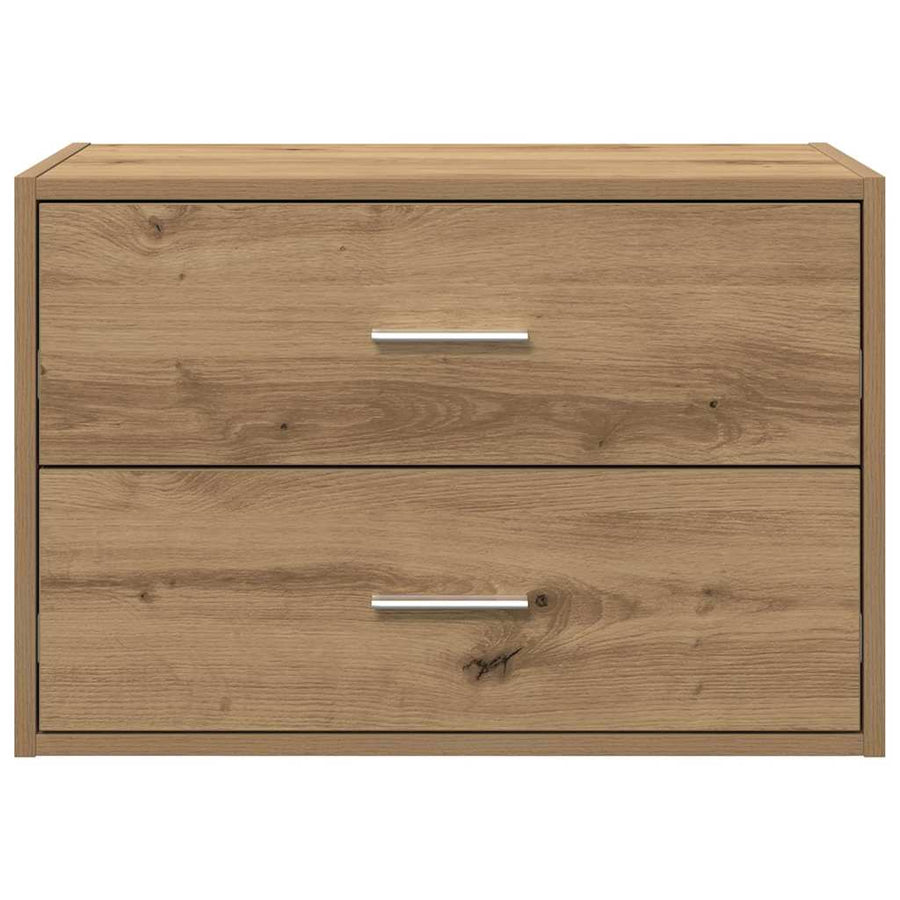 Kast met 2 lades 60x31x40 cm bewerkt hout artisanaal eikenkleur