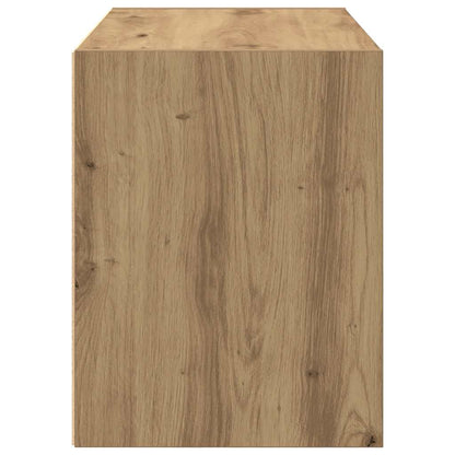 Kast met 2 lades 60x31x40 cm bewerkt hout artisanaal eikenkleur