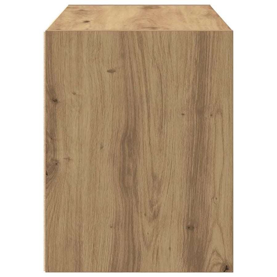 Kast met 2 lades 60x31x40 cm bewerkt hout artisanaal eikenkleur