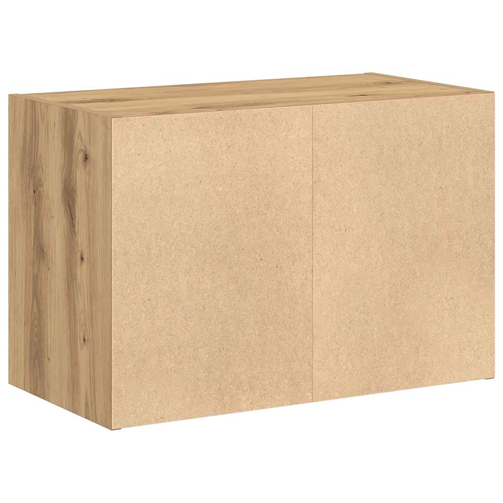 Kast met 2 lades 60x31x40 cm bewerkt hout artisanaal eikenkleur