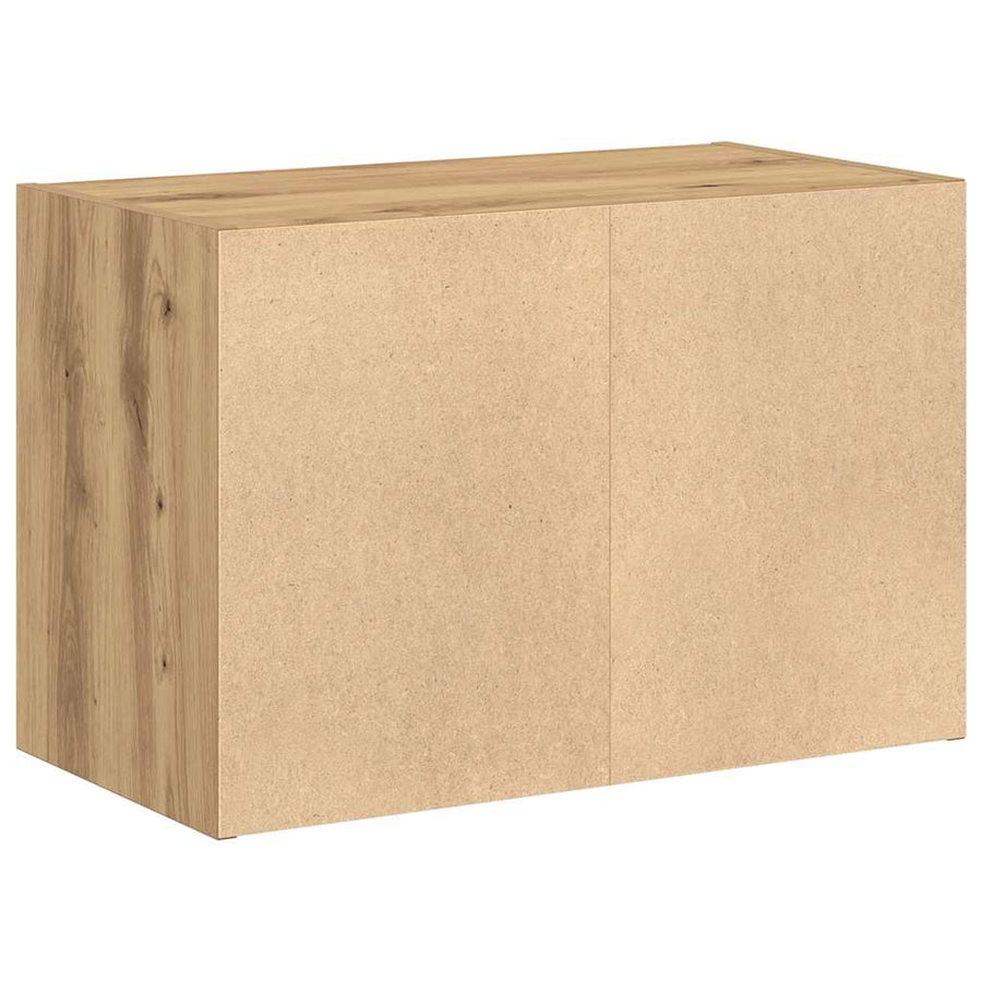 Kast met 2 lades 60x31x40 cm bewerkt hout artisanaal eikenkleur