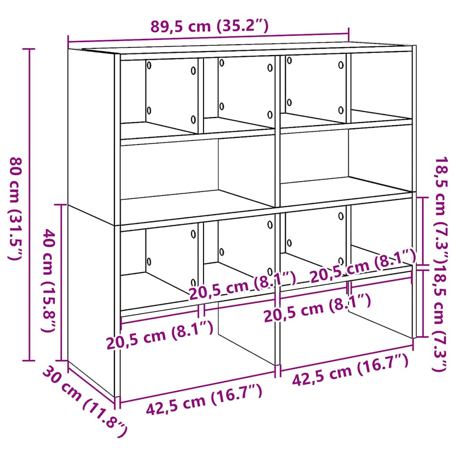 Schoenenrekken 2 st stapelbaar 89,5x30x40 cm bruin eikenkleur
