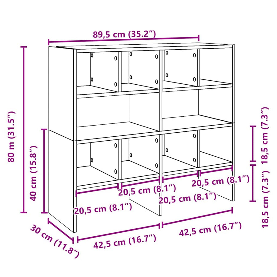 Schoenenrekken 2 st stapelbaar 89,5x30x40 cm sonoma eikenkleur