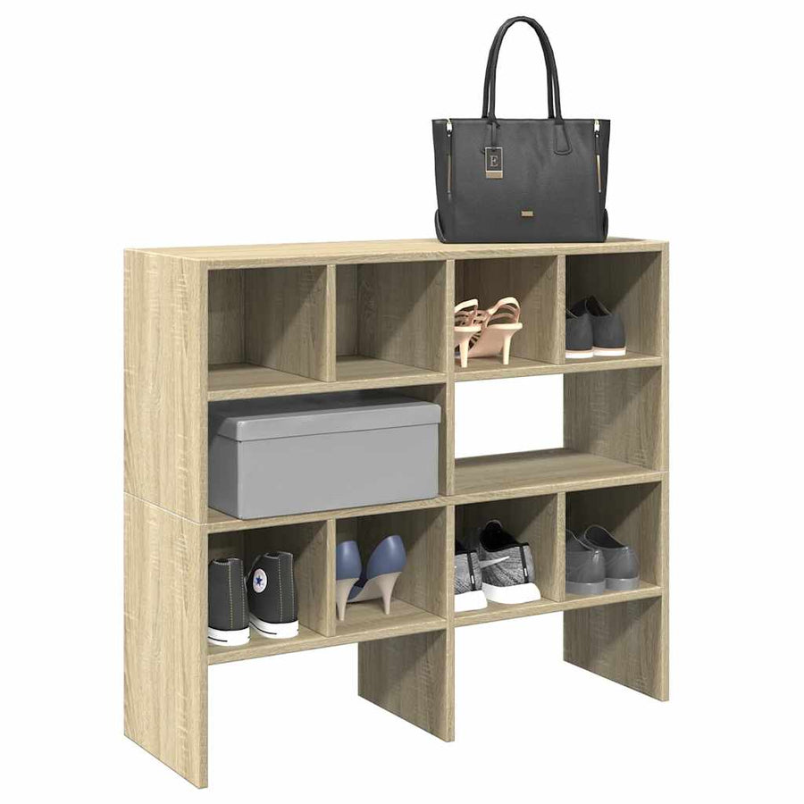 Schoenenrekken 2 st stapelbaar 89,5x30x40 cm sonoma eikenkleur