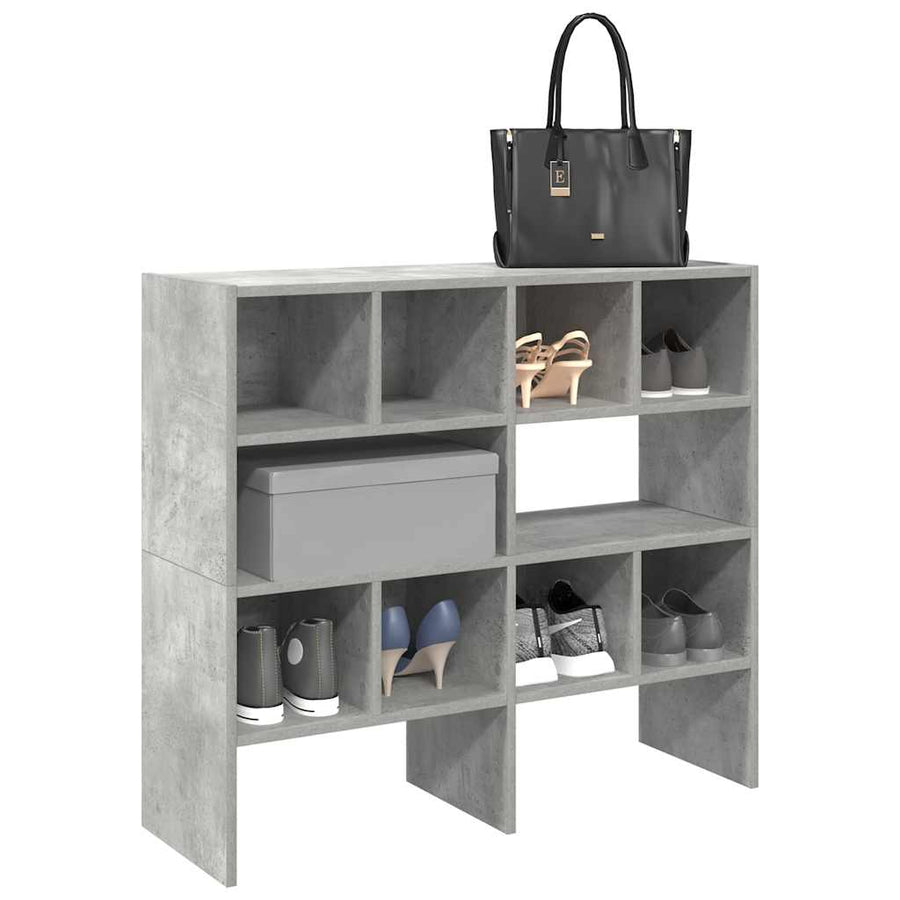 Schoenenrekken 2 st stapelbaar 89,5x30x40 cm betongrijs