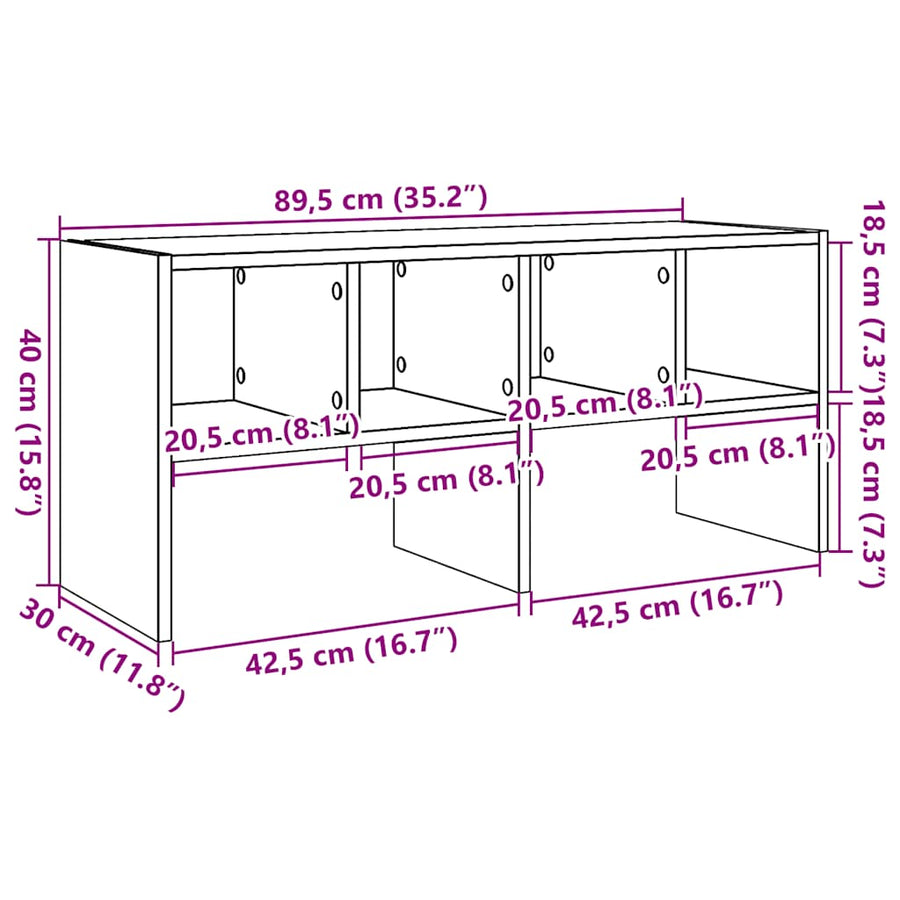 Schoenenrek stapelbaar 89,5x30x40 cm grijs sonoma eikenkleurig