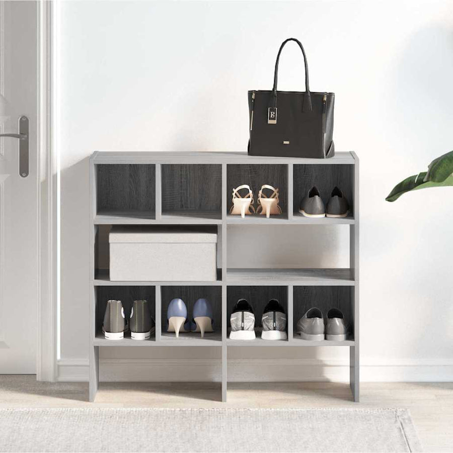 Schoenenrekken 2 st stapelbaar 89,5x30x40 cm grijs sonoma eiken