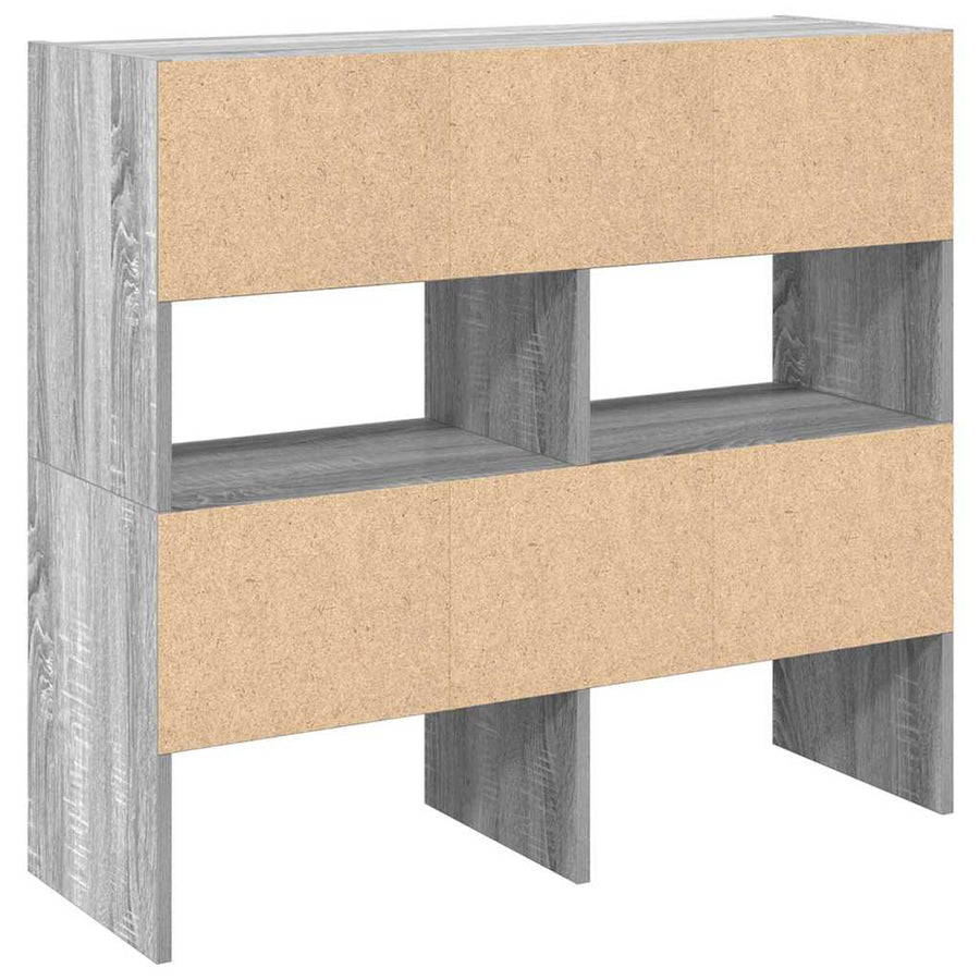 Schoenenrekken 2 st stapelbaar 89,5x30x40 cm grijs sonoma eiken
