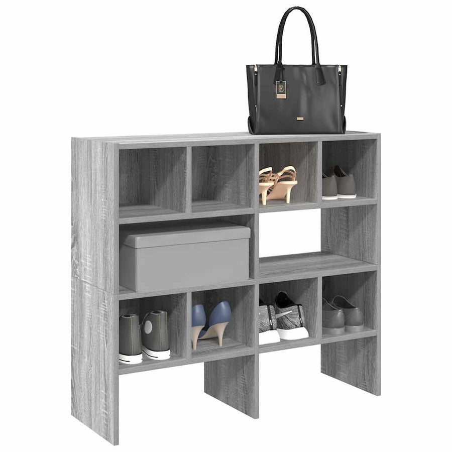 Schoenenrekken 2 st stapelbaar 89,5x30x40 cm grijs sonoma eiken
