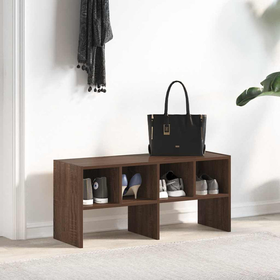 Schoenenrek stapelbaar 89,5x30x40 cm bruin eikenkleur