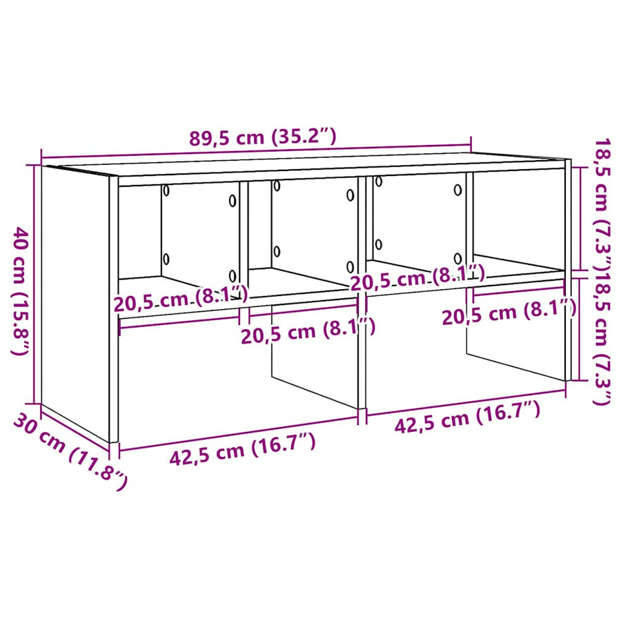 Schoenenrek stapelbaar 89,5x30x40 cm bruin eikenkleur