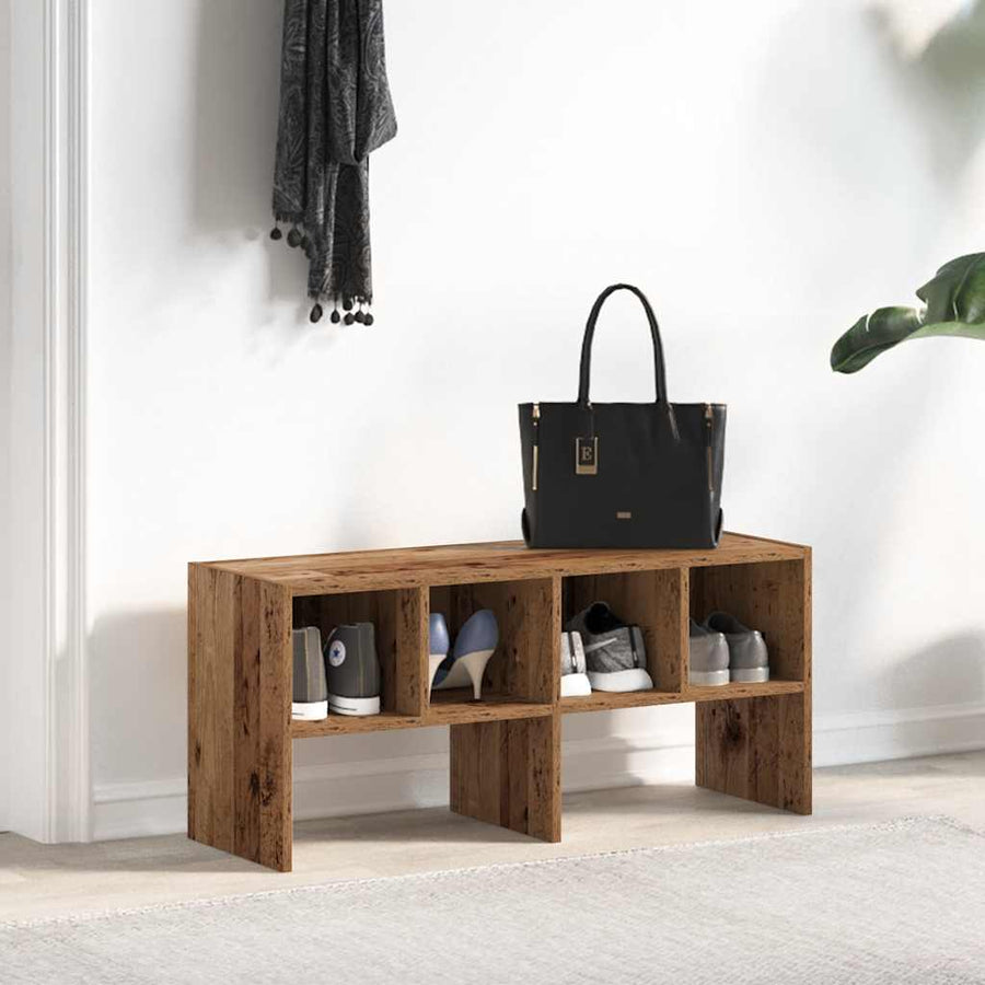 Schoenenrek stapelbaar 89,5x30x40 cm oud houtkleurig