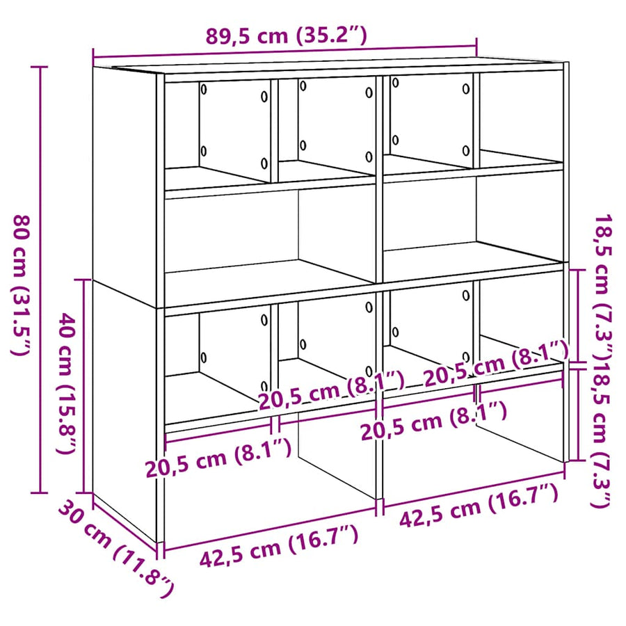 Schoenenrekken 2 st stapelbaar 89,5x30x40 cm oud houtkleurig
