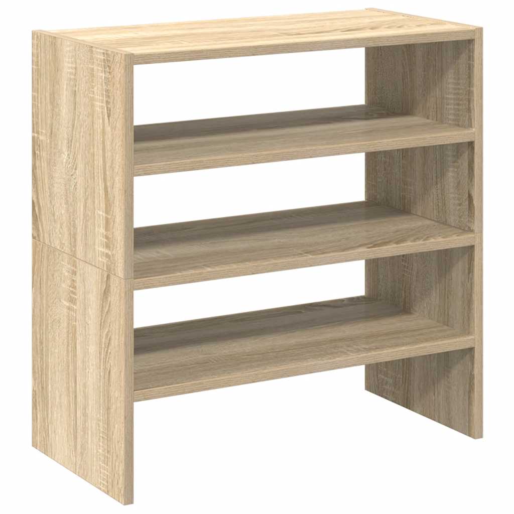 Schoenenrekken 2 st stapelbaar 60x30x30,5 cm sonoma eikenkleur
