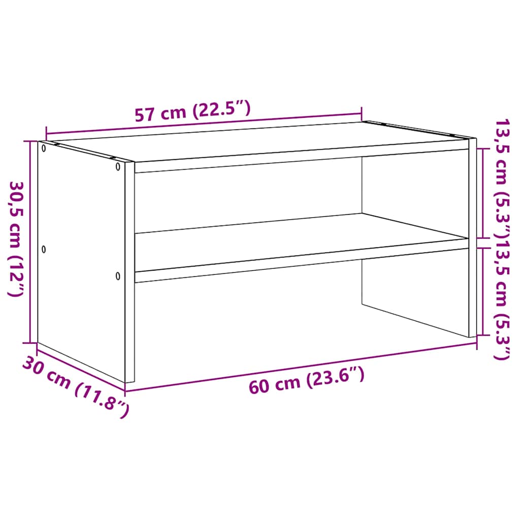 Schoenenrek stapelbaar 60x30x30,5 cm betongrijs