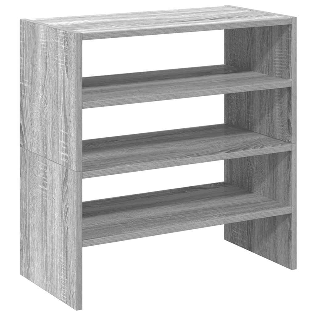 Schoenenrekken 2 st stapelbaar 60x30x30,5 cm grijs sonoma eiken