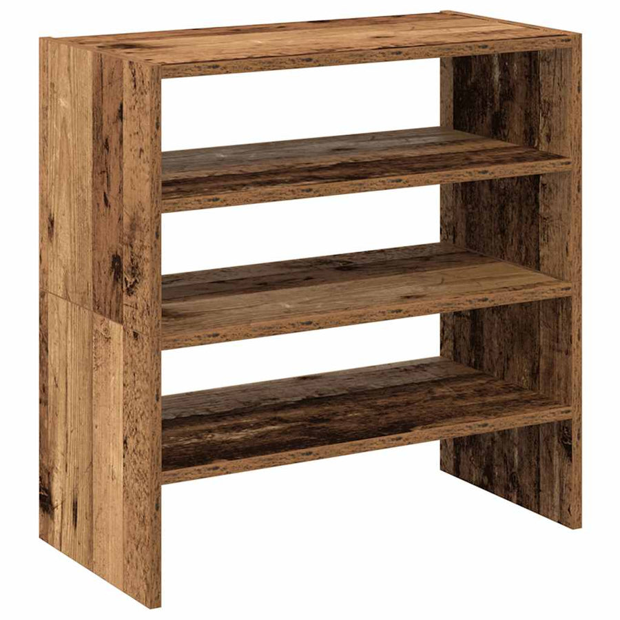 Schoenenrekken 2 st stapelbaar 60x30x30,5 cm oud houtkleurig