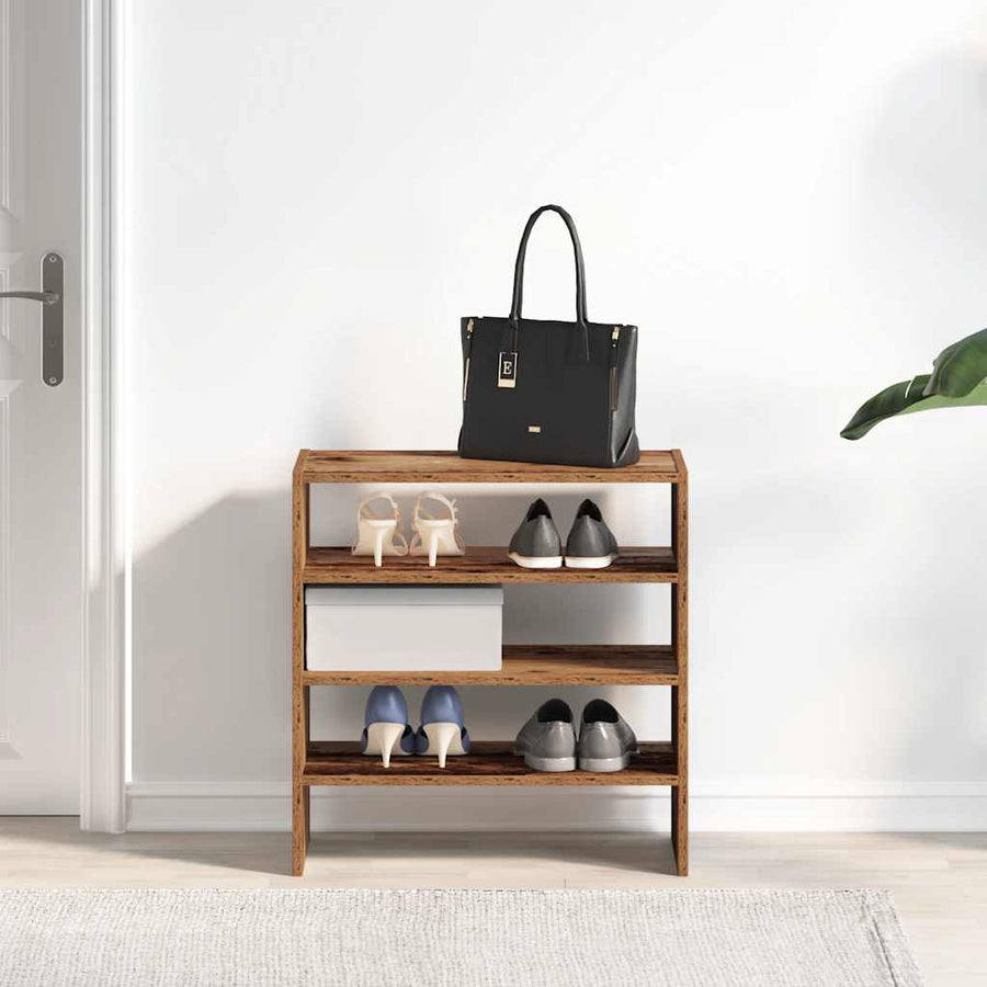 Schoenenrekken 2 st stapelbaar 60x30x30,5 cm oud houtkleurig
