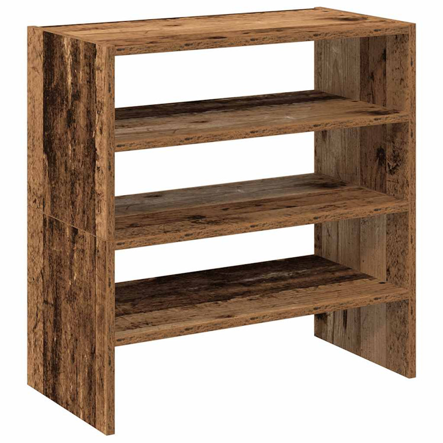 Schoenenrekken 2 st stapelbaar 60x30x30,5 cm oud houtkleurig