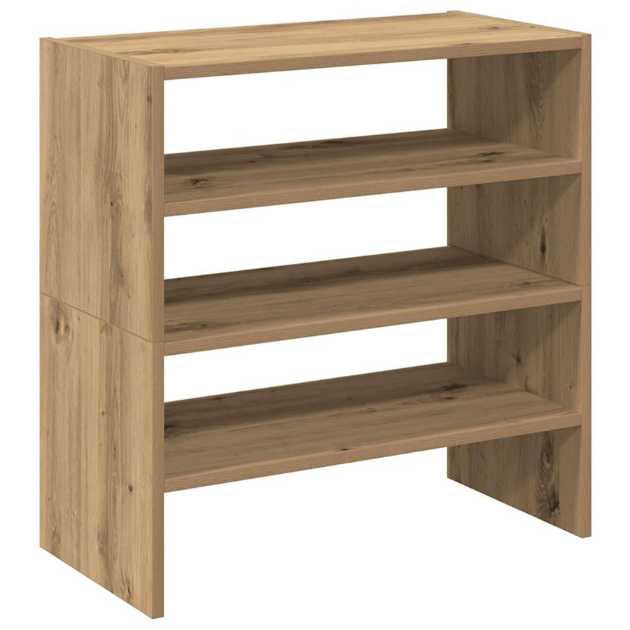 Schoenenrekken 2 st stapelbaar 60x30x30,5 cm artisanaal eiken