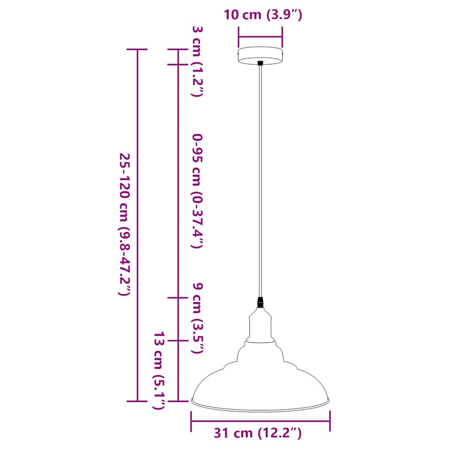 Hanglamp in hoogte verstelbaar E27 Ø31 cm metaal glanzend rood