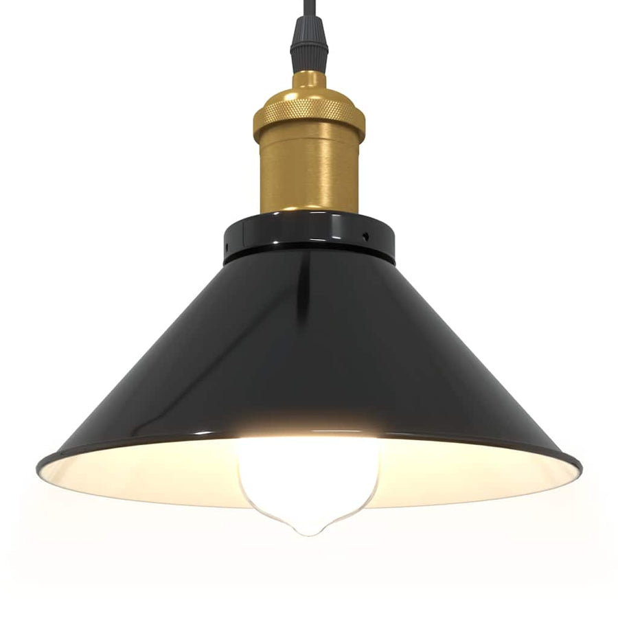 Hanglamp in hoogte verstelbaar E27 Ø22 cm metaal glanzend zwart