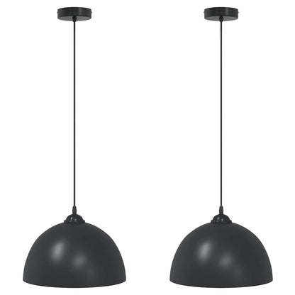Hanglampen 2 st In hoogte verstelbaar E27 30 cm metaal zwart