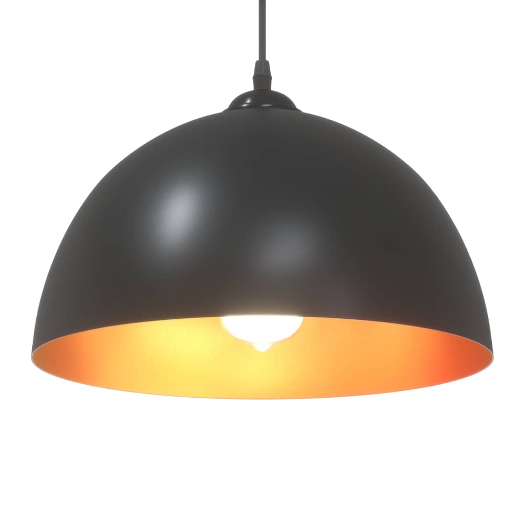Hanglampen 2 st In hoogte verstelbaar E27 30 cm metaal zwart