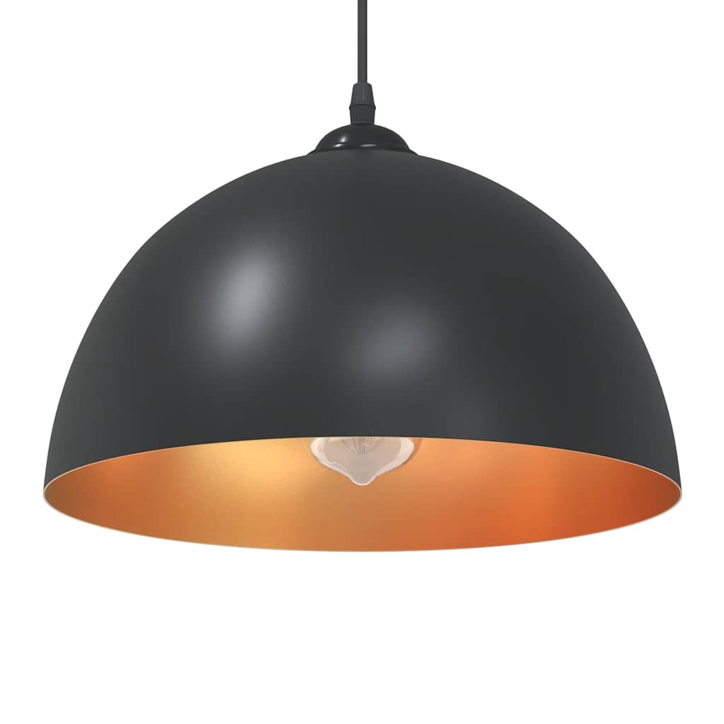 Hanglampen 2 st In hoogte verstelbaar E27 30 cm metaal zwart