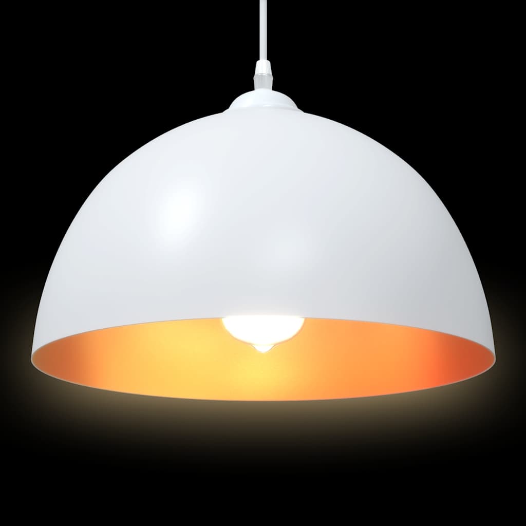 Hanglampen 2 st In hoogte verstelbaar E27 30 cm metaal wit