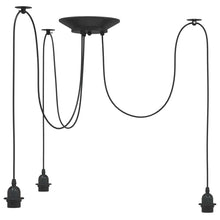 Hanglamp met 3 lamphouders E27 metaal zwart