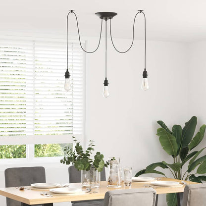 Hanglamp met 3 lamphouders E27 metaal zwart