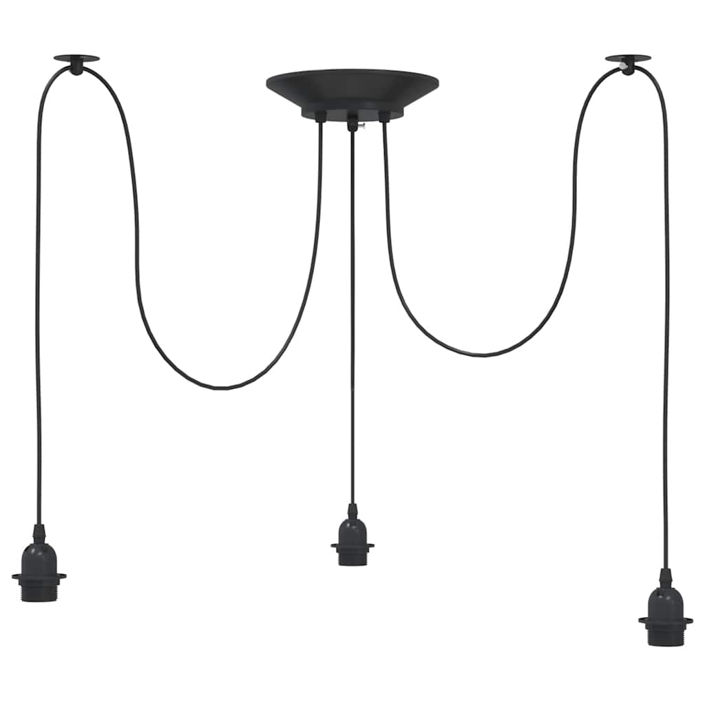 Hanglamp met 3 lamphouders E27 metaal zwart