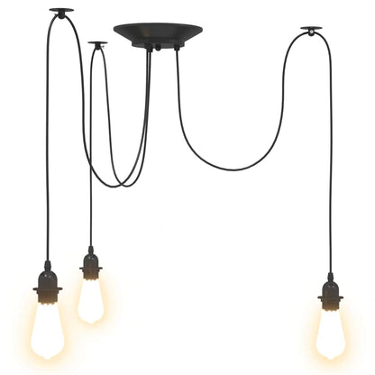 Hanglamp met 3 lamphouders E27 metaal zwart
