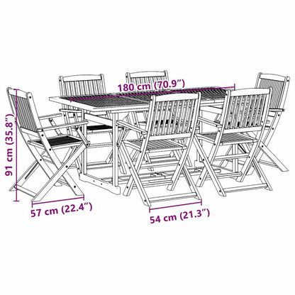 7-delige Tuinset 180x90x75 cm massief acaciahout