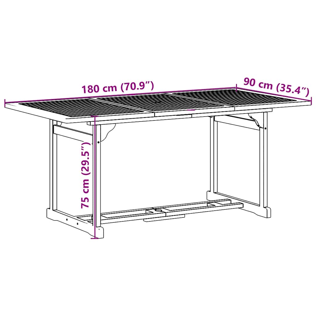 7-delige Tuinset 180x90x75 cm massief acaciahout