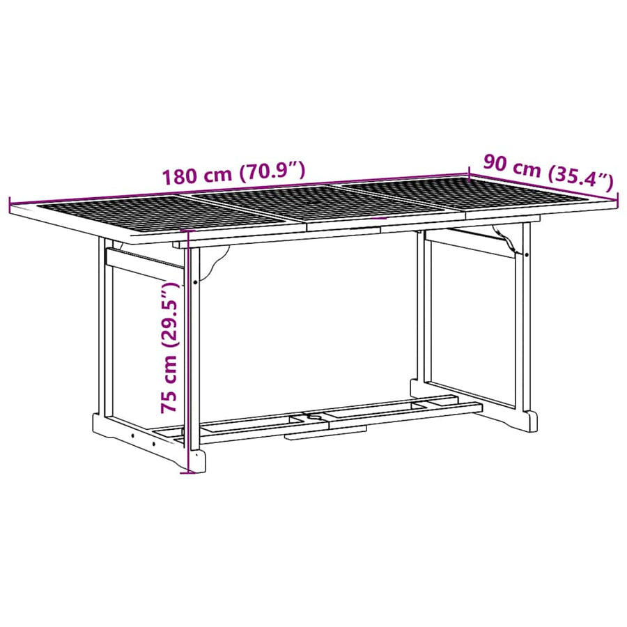 7-delige Tuinset 180x90x75 cm massief acaciahout