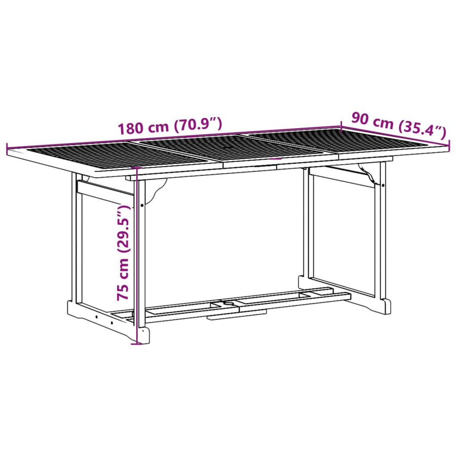 9-delige Tuinset 180x90x75 cm massief acaciahout